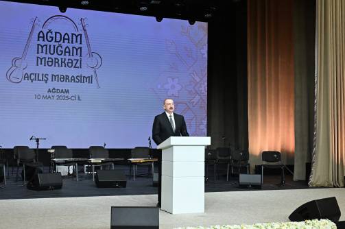Ilham Aliyev and First Lady Mehriban Aliyeva attended opening of Aghdam Mugham Center